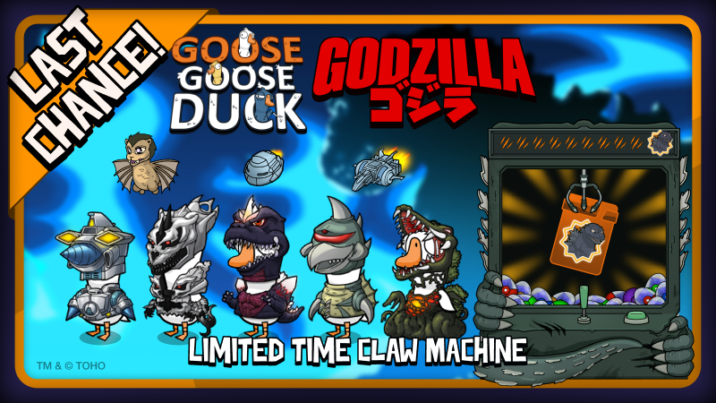 Goose Goose Duck Announces New Release with Premium Pass and Last Chance for Godzilla Claw Cosmetics